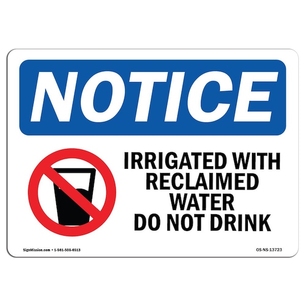 Sign, 7" H, Aluminum, Irrigated With Reclaimed Water Sign With Symbol, Landscape, L-13723